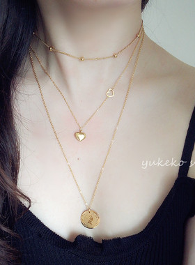 洗澡不用摘定制18K包金叠搭项链