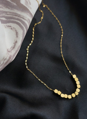 18K金女保色uk高定小魔方项链