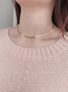 洗澡不用摘金色小众设计蛇骨链