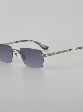 复古无框纯架超轻时尚墨镜男女大脸防紫外线商务百搭多边形太阳镜