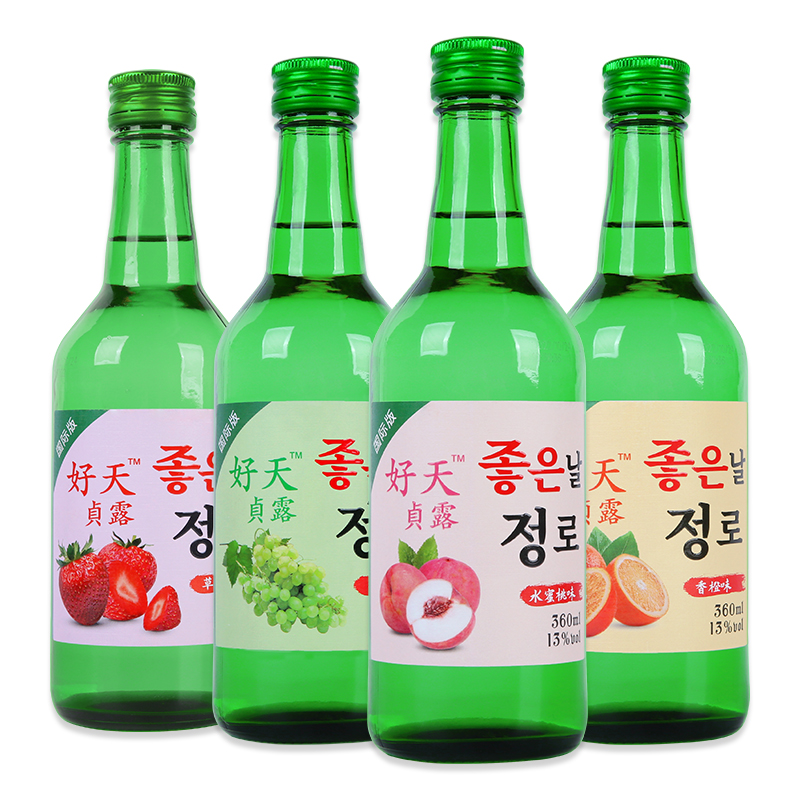 韩国烧酒清酒青葡萄味草莓味韩式露真果味酒微醺女低度甜酒利口酒