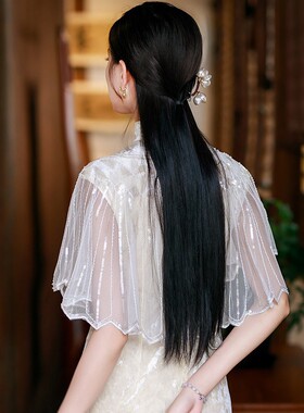 夏季薄款网纱亮片披肩礼服外搭女