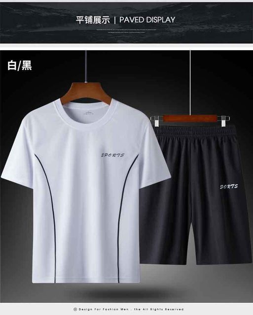 The new fast -drying ice silk gradient set is male short -sleeved T -shirt summer casual shorts sports two -piece handsome men's clothing