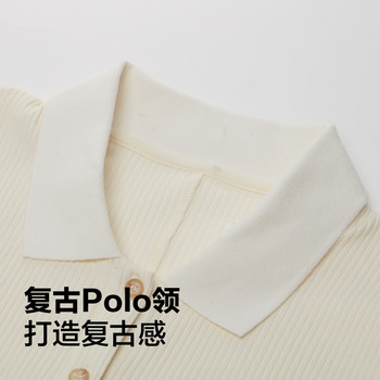 CONVERSE ທີ່ເປັນທາງການໃນລະດູໃບໄມ້ປົ່ງແລະລະດູຮ້ອນຂອງແມ່ຍິງ Retro POLO Collar Short Tight Elastic Short Sleeves 10027237