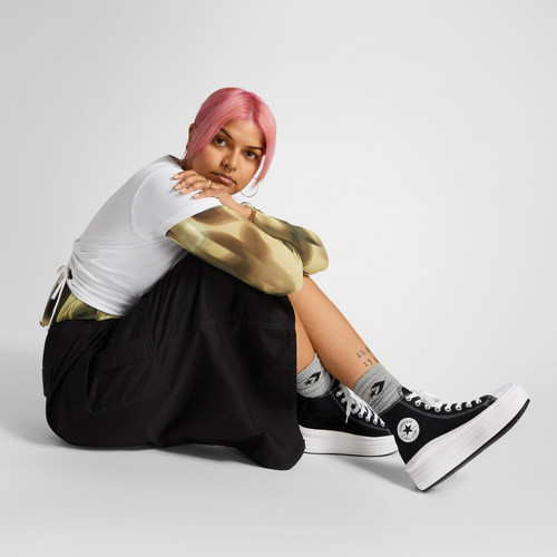 CONVERSE匡威官方All Star Move女高帮帆布云朵厚底鞋黑色568497C - 图0