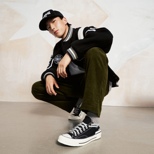 CONVERSE匡威官方 Chuck 70 Hacked Heel堆叠感帆布鞋黑色A07984C