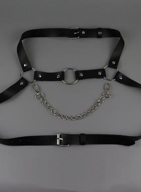 欧美肌肉束缚背带性感体育生胸带链条1S猛男腰带健身缚胸带胸链骚