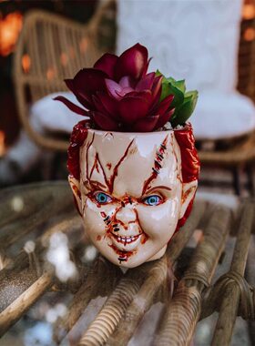 个性肉肉盆栽办公室家居桌面小摆件装跨境新款恐怖电影小丑人像