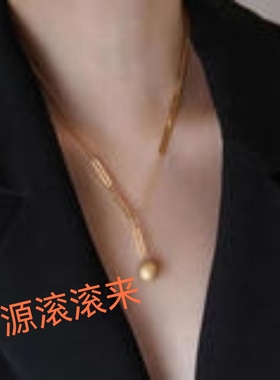 新款有求必应项链磨砂小金球滚运福气满满高级时尚百搭轻奢锁骨链