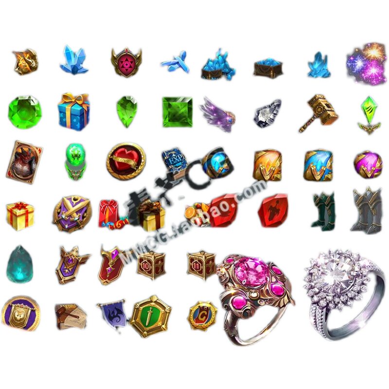 European and American magic style icon iocn equipment skill ring gift bag necklace game art design reference material