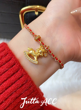 马年红色手链女本命年手绳手串潮