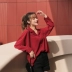 Áo sơ mi voan đen thu đông 2019 của phụ nữ - Áo sơ mi áo sơ mi kẻ nữ dài tay Áo sơ mi