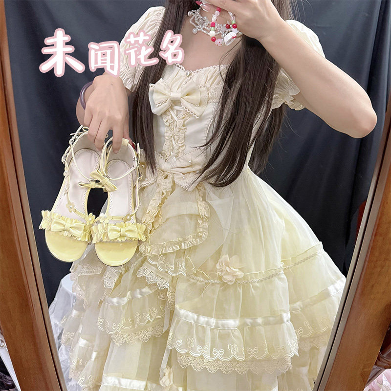 定金2025未闻花名新款粗跟优雅漆皮花朵lo鞋lolita洛丽塔凉鞋女鞋