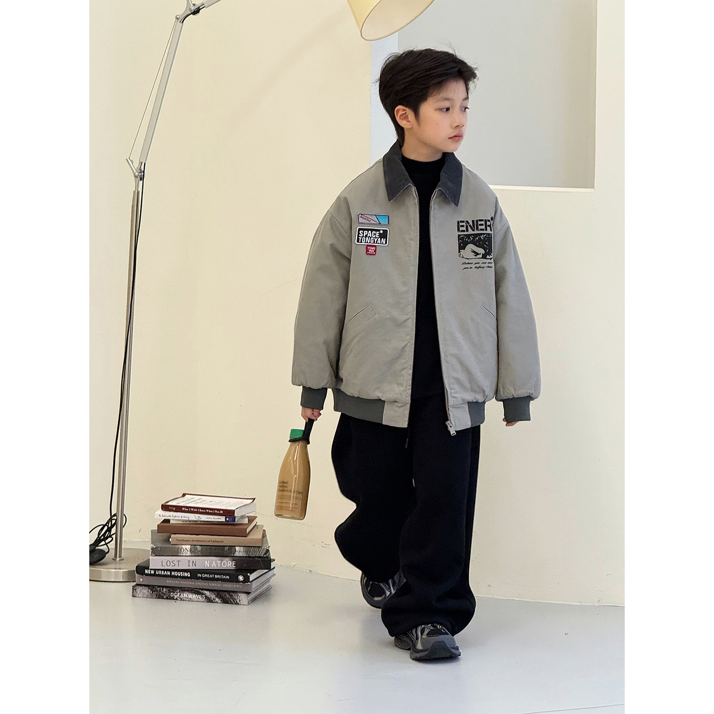 男童加绒外套2025冬装新款儿童工装上衣帅气中大童翻领男孩夹克潮,淘宝优惠券,粉丝福利购,淘宝优惠卷