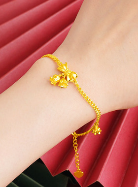 新中式沙金蝴蝶结项链仿真戒指