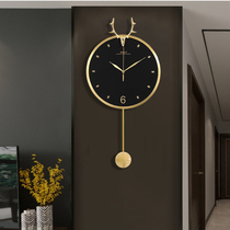 Nordic timepiece hanging clock Living room Home fashion nets Red atmosphere personality light extravagant creative clock free of punch quartz clock