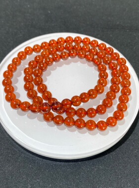天然高品质橙红石榴石手串三圈小咪数女人石手链多圈女生礼物首饰