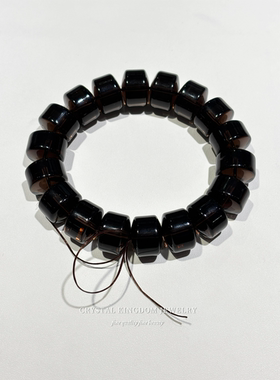 天然茶水晶手串烟晶车轮药片手串可diy文玩文艺女生男士父亲礼物