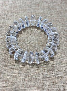 天然白水晶大盘珠飞碟手链diy原创文玩饰品男女生情侣手串礼物