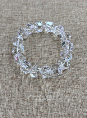 天然白水晶八角珠随型钻石切面手链diy原创文玩饰品情侣手串礼物