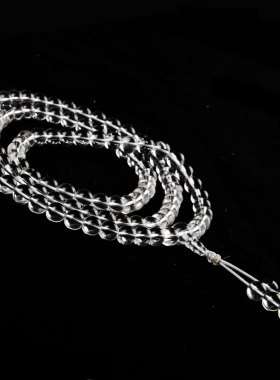 天然108颗白水晶手链念珠赠证书