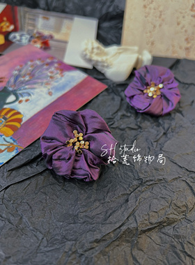 紫色花朵不规则耳钉紫金配色银针拾荒饰物局