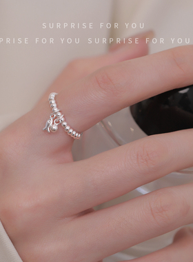 Z小姐999纯银小鱼吊坠戒指日系