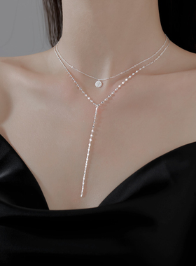 Z小姐纯银女闪钻双层项链