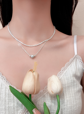 Z小姐满天星双层珠珠吊坠项链