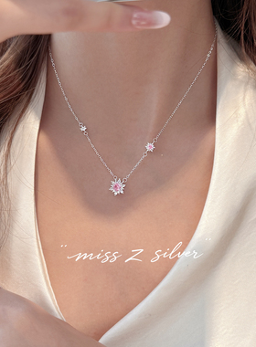 Z小姐999纯银雪花锆石项链女