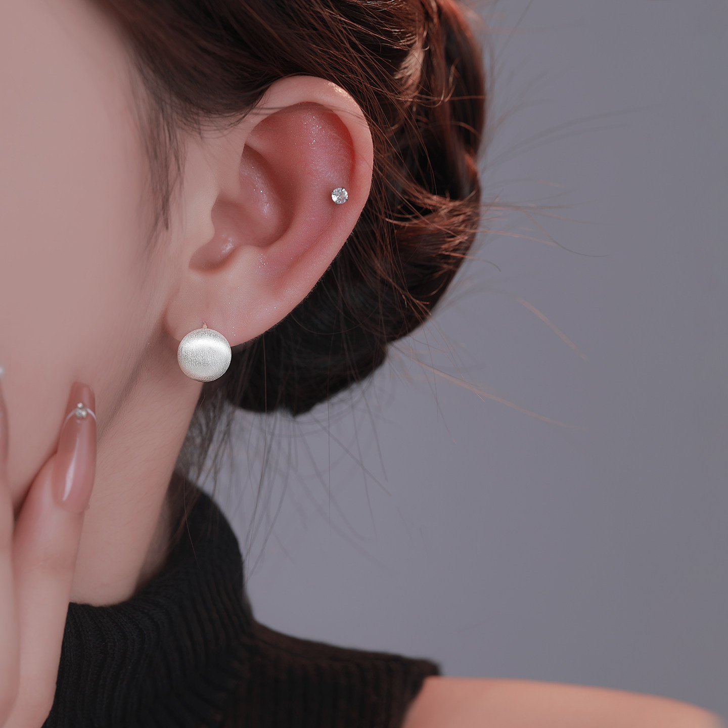 Z小姐 999银极简拉丝耳环女2026新款爆款复古轻奢高级感耳扣耳钉,淘宝优惠券,粉丝福利购,淘宝优惠卷
