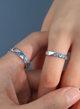 Z小姐925纯银海誓山盟情侣对戒