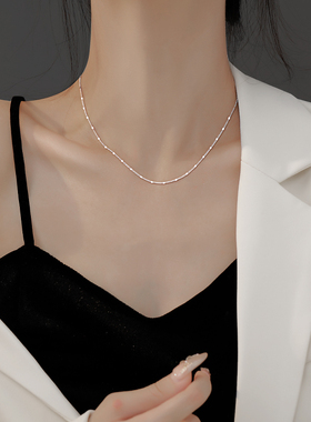 Z小姐999足银间隔闪片锁骨链