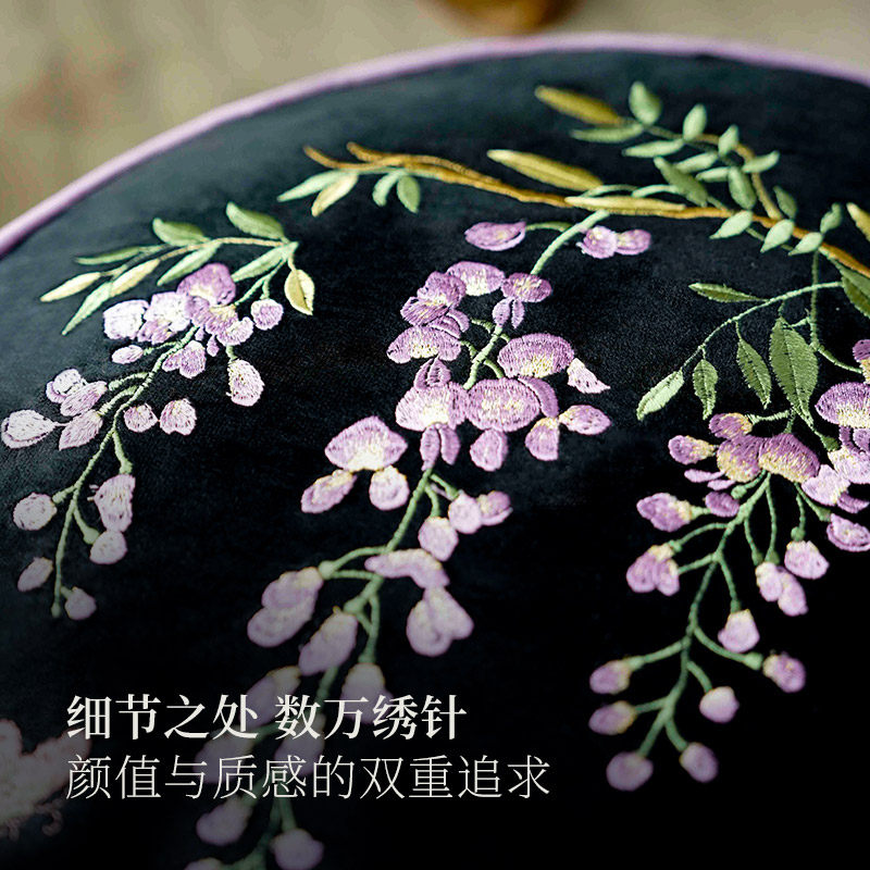 法式紫藤花刺绣坐墩客厅榻榻米坐垫阳台飘窗地上懒人沙发看书蒲团,淘宝优惠券,粉丝福利购,淘宝优惠卷