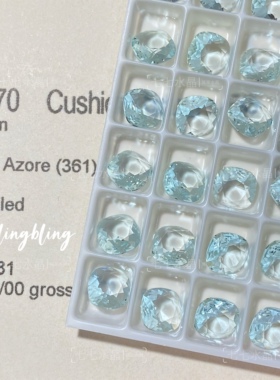 正品施家水晶华子透底4470肥方361浅粉蓝8mm尖底异形美甲饰品