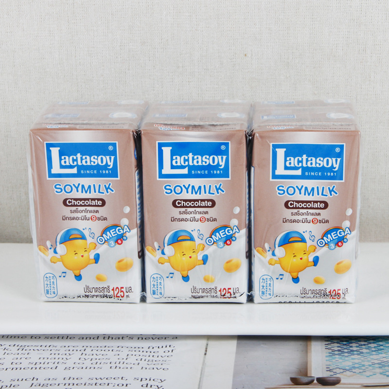 泰国进口力大狮豆奶原味巧克力味125ml*6盒装早餐饮料批发