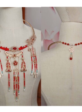 芳菲雪铜镀金长流苏女红色龙