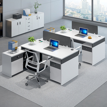 Finance desk staff position 6 people desk sub-office brief modern staff table and chairs combined 3 people screens