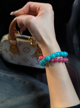 破碎感天然天河石手串蔷薇石单圈显白女生手链气质百搭显白叠戴