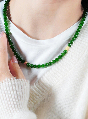 和田玉碧玉锁骨链女款百搭手链