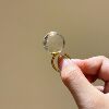 Zhao Lusi's same style natural pure body white crystal bead ring smooth plain ring large particle ring personalized men and women