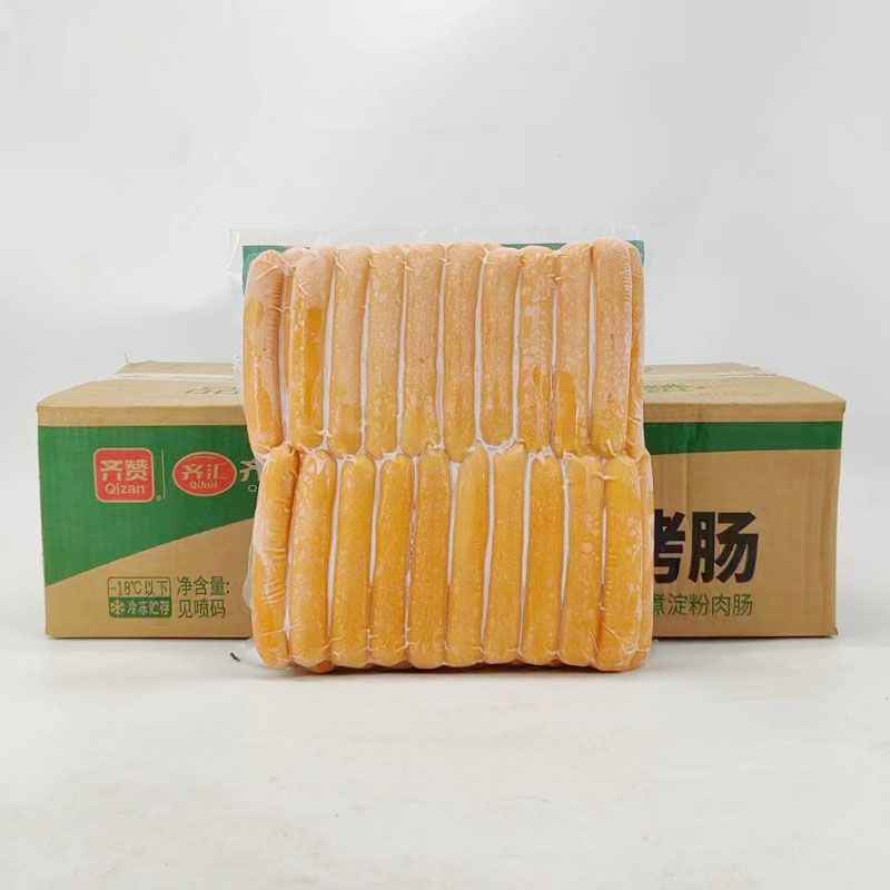 齐汇金味脆骨烤肠香肠热狗肠冷冻商用手抓饼火腿肠2.8kg40根培根 - 图0