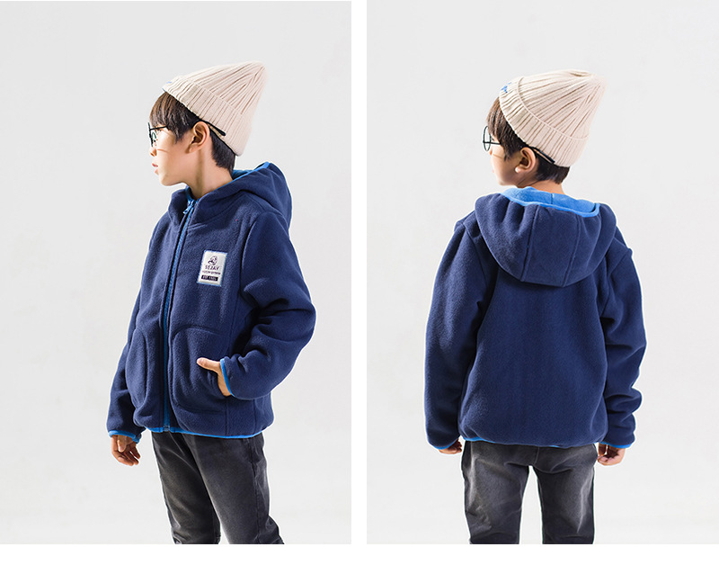 新款童装冬装外套儿童摇粒绒棉衣加绒加厚男童棉服女童棉袄拉链衫 - 图2