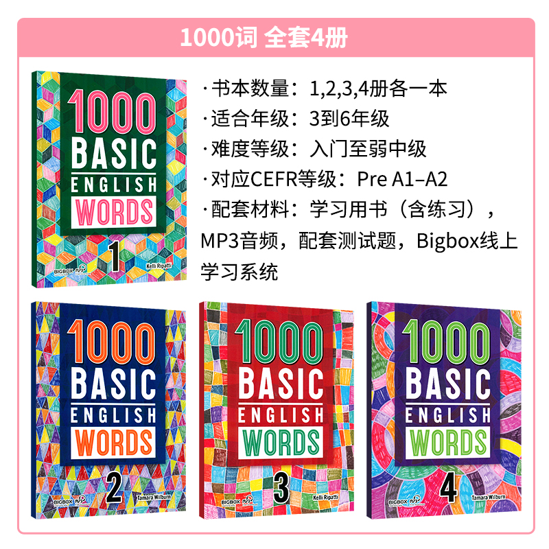 进口原版新版 1000Basic English Words 1/2/3/4级全套KET核心词汇教材常见词英语1000词小学英语单词大全教辅书适用图解单词词典 - 图0