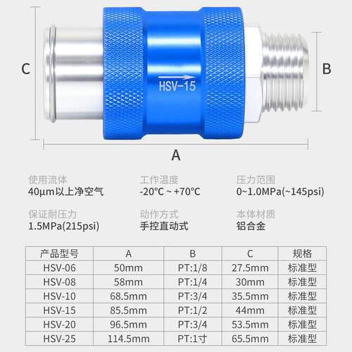 气动手滑阀滑动开关HSV-08/06/10/15滑动开关双内牙内外牙1分2分 - 图2