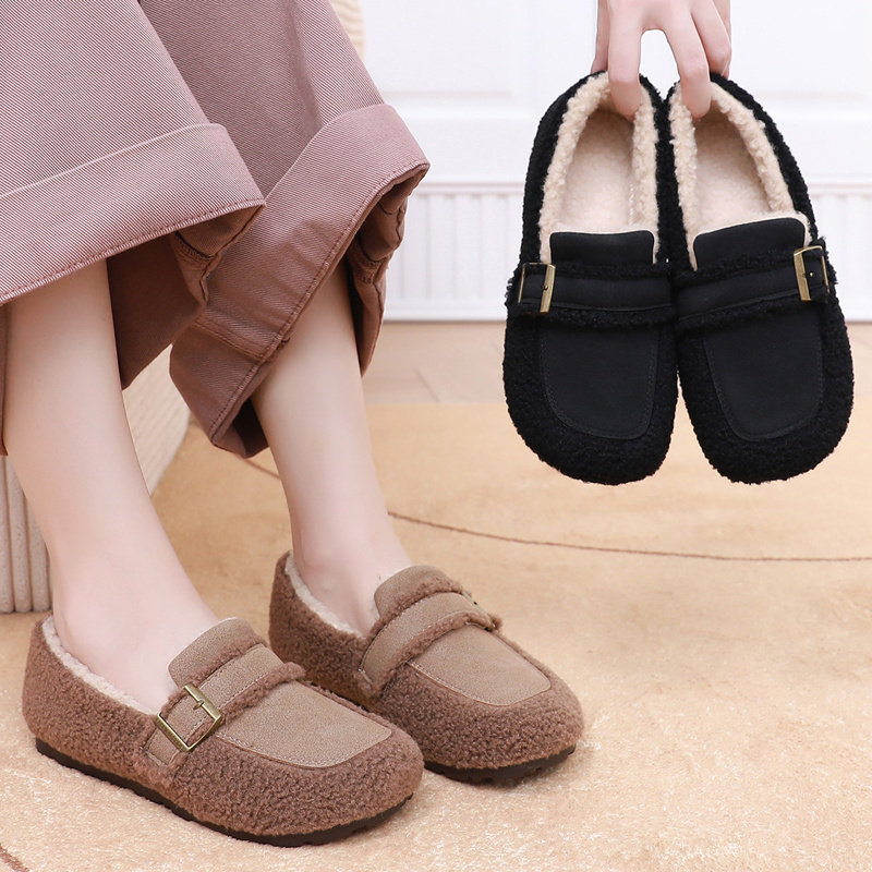 冬季棉鞋女豆豆鞋加绒加厚毛毛鞋保暖平底妈妈鞋懒人休闲鞋雪地靴,淘宝优惠券,粉丝福利购,淘宝优惠卷