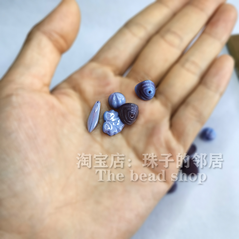 H65（单颗）捷克陶瓷琉璃妖紫色系散珠手串配珠diy饰品配件散珠 - 图0