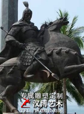 骑马玻璃钢古代景观人物雕塑