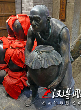 商业街玻璃钢古代酒文化铜雕