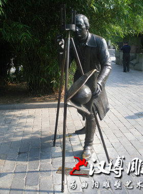 玻璃钢老式相机公园小区人物雕塑